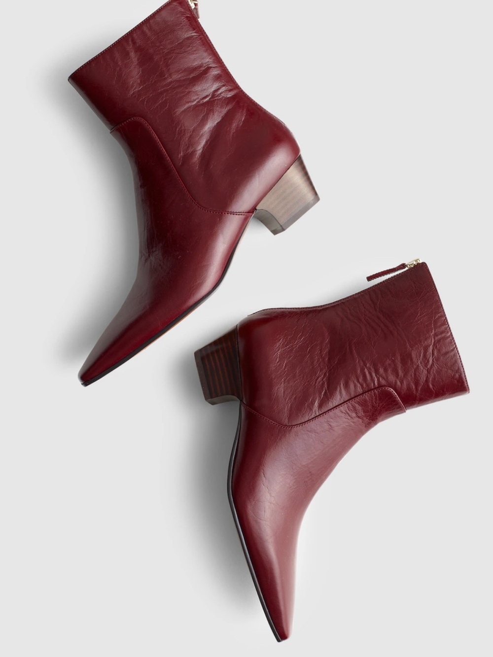 Madewell Lexie Aged Wine Leather Ankle Boots Sz 9 Block Heel Square Toe